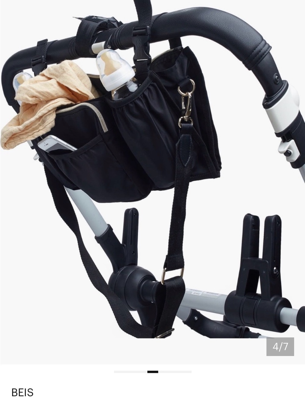 BEIS Black Stroller Organizer with Bottle Holders